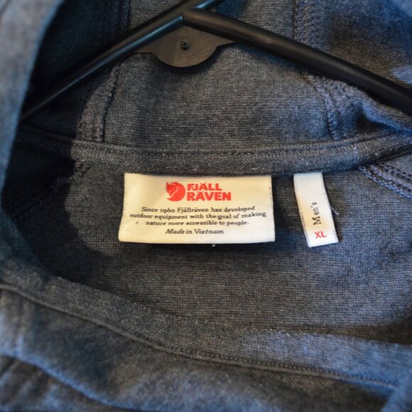 Fjallraven High Coast Blue Grey Pockets Cotton Blend Men's Pullover Hoodie - Picture 4 of 10